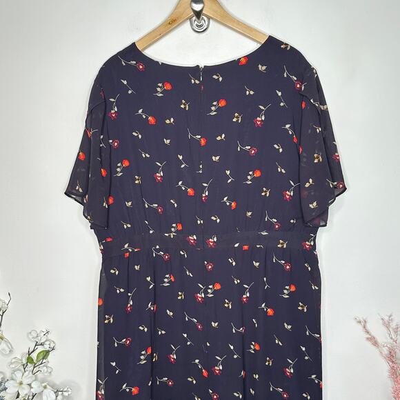 MADEWELL Tulip-Sleeve Maxi Dress Sweet Blossom August Juniper Berry Sz 20 {RR30} - Picture 4 of 8